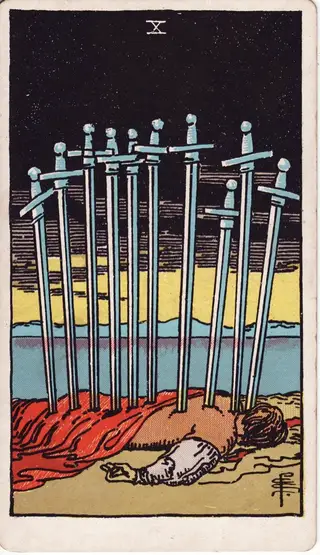 10 of Swords tarot card
