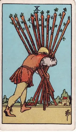10 of Wands tarot card